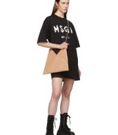 photo Black Paint Brushed Logo T-Shirt Dress by MSGM - Image 5