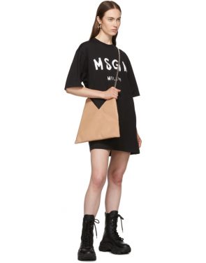 photo Black Paint Brushed Logo T-Shirt Dress by MSGM - Image 5