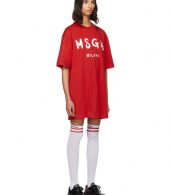 photo Red Paint Brushed Logo T-Shirt Dress by MSGM - Image 2