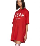 photo Red Paint Brushed Logo T-Shirt Dress by MSGM - Image 4