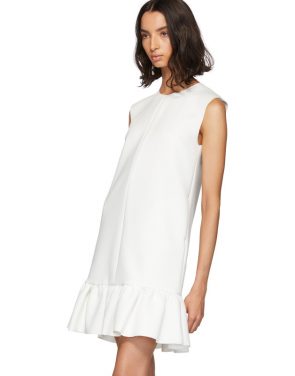 photo White Double Layer Cady Crepe Dress by MSGM - Image 4