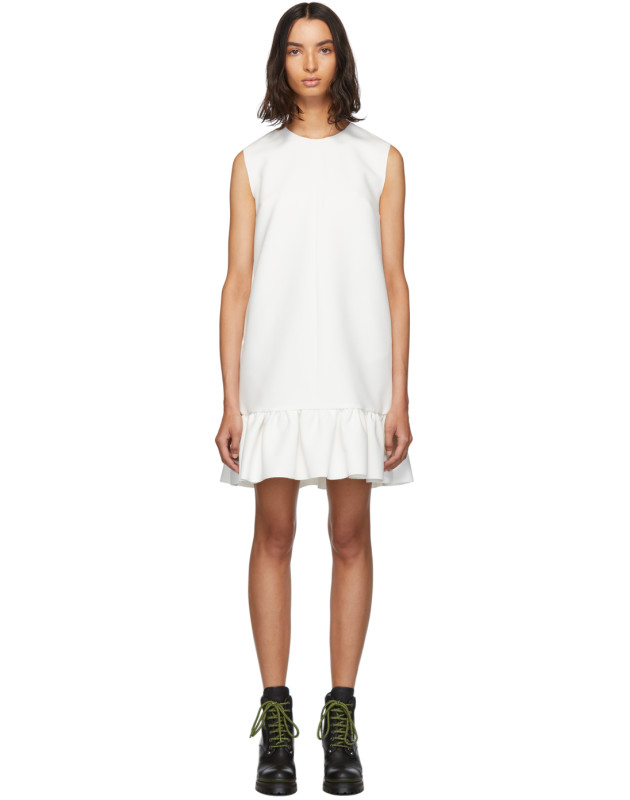 photo White Double Layer Cady Crepe Dress by MSGM - Image 1