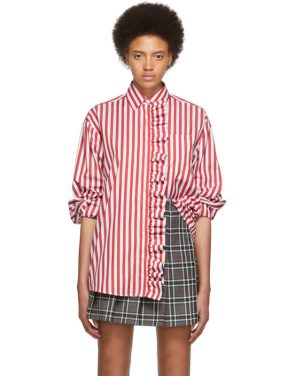 photo Red and White Stripe Shirt Dress by MSGM - Image 1