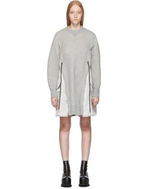 photo Grey Spongy Sweatshirt Dress by Sacai - Image 1