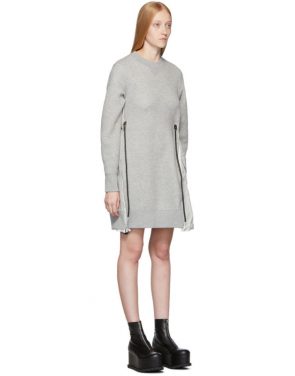 photo Grey Spongy Sweatshirt Dress by Sacai - Image 4