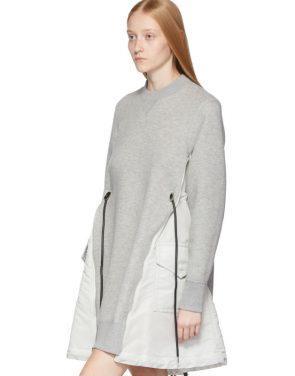 photo Grey Spongy Sweatshirt Dress by Sacai - Image 5