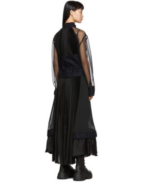 photo Black Pleated Chiffon Dress by Sacai - Image 3