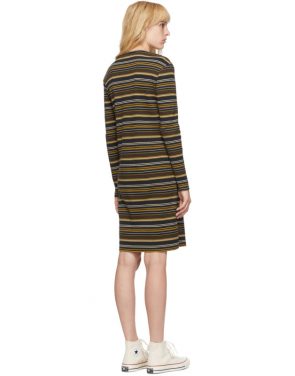 photo Navy and Brown Striped Rib Dress by 6397 - Image 3