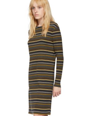 photo Navy and Brown Striped Rib Dress by 6397 - Image 4