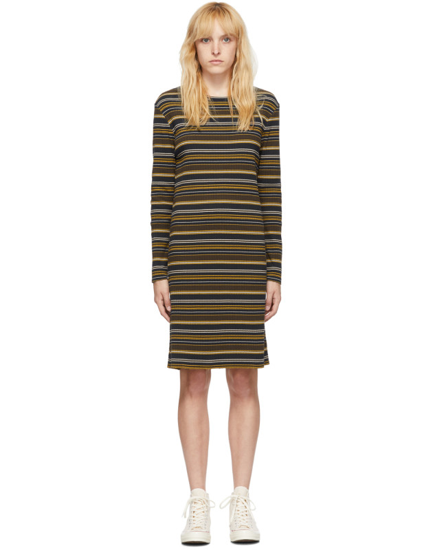 photo Navy and Brown Striped Rib Dress by 6397 - Image 1