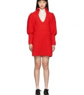 photo Red Knit V-Neck Dress by Gucci - Image 1