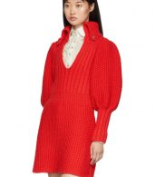 photo Red Knit V-Neck Dress by Gucci - Image 4