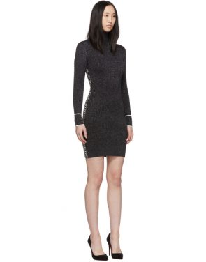 photo Silver and Black Lurex Logo Turtleneck Dress by Off-White - Image 2