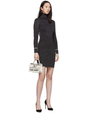 photo Silver and Black Lurex Logo Turtleneck Dress by Off-White - Image 5