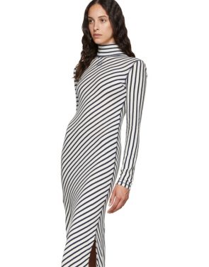 photo Navy and White Stripe Jersey High Neck Dress by Loewe - Image 4