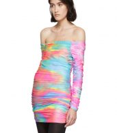 photo Multicolor Tie-Dye Glitter Jolene Off-Shoulder Dress by Sies Marjan - Image 4